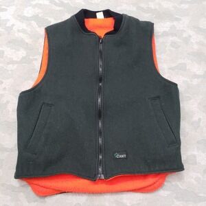 VTG Codet Reversible Wool Vest Mens Medium Green Full Zip Hunting Outdoors